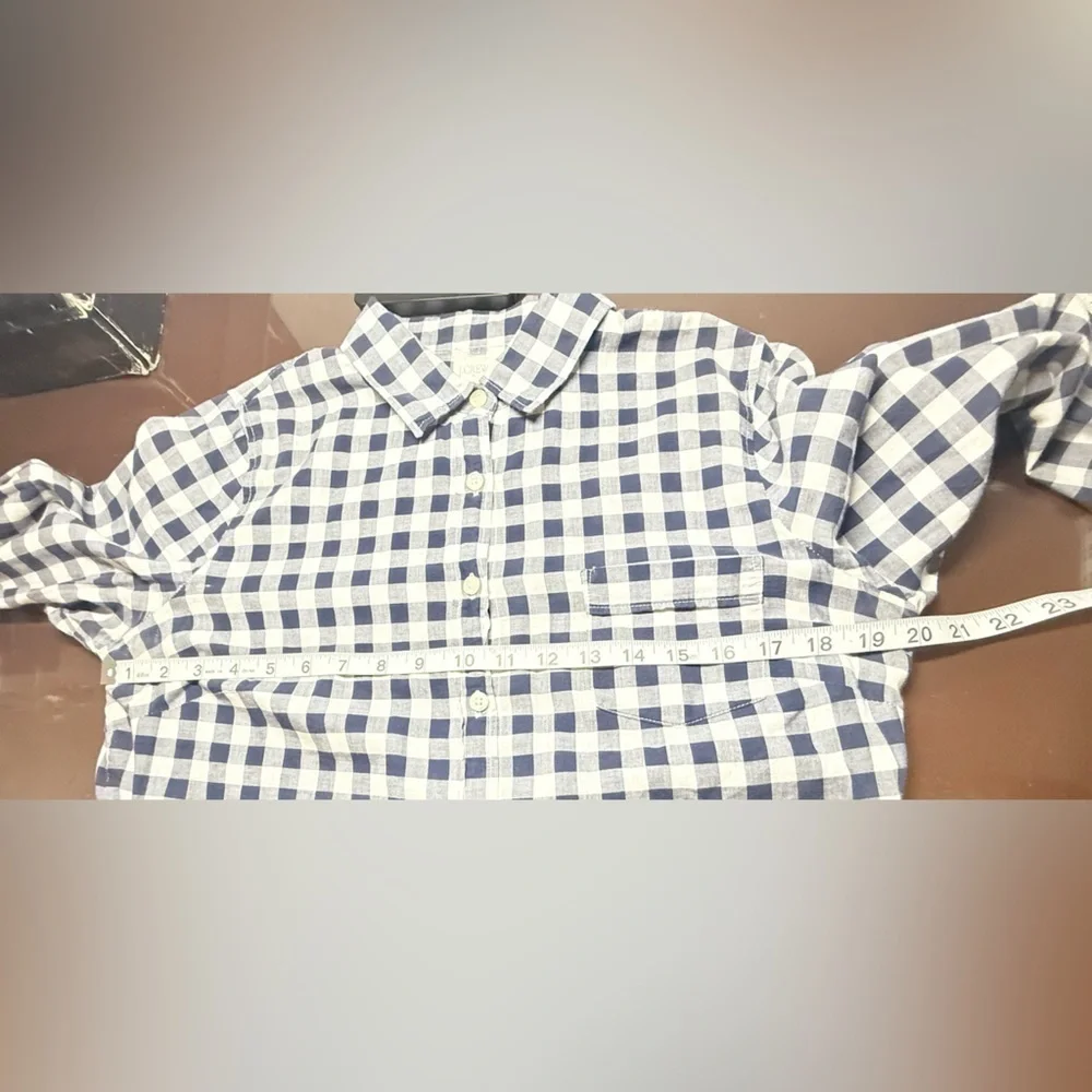 J. Crew Blue and White Plaid Shirt
